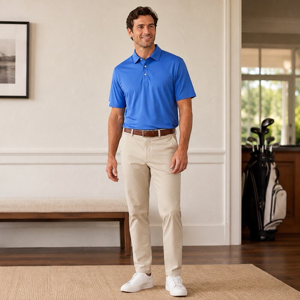 RLX Ralph Lauren Men’s Large Blue Performance Golf Polo Wicking Stretch Preppy